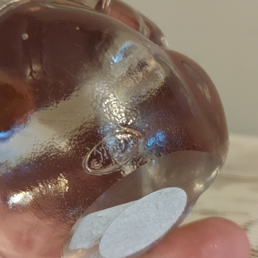 Crystal Fenton Glass Teddy Bear Figurine w/ Amber Heart Jewel 3.5" Clear Sitting - Picture 4 of 4